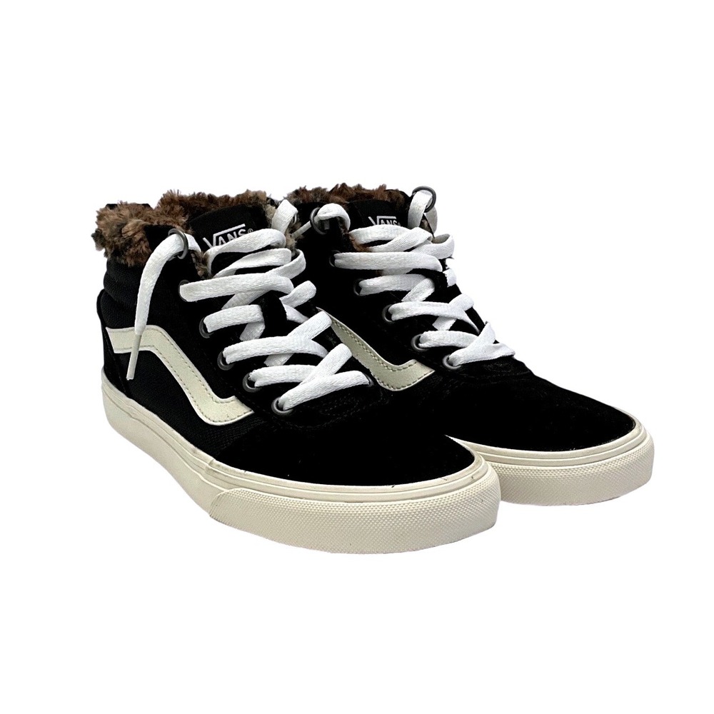Vans Sk8-Hi Sherpa Lined High Top Sneakers‎ Animal Print Black Women's 6.5
